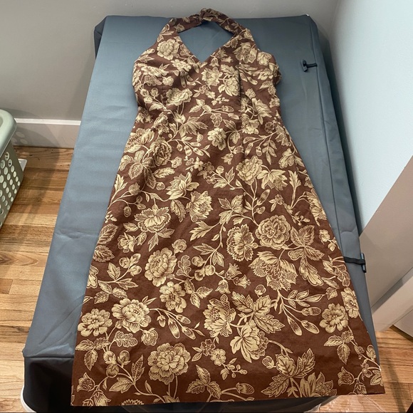 Ralph Lauren Dresses & Skirts - Vintage Ralph Lauren Brown and Floral Halter Dress size 8